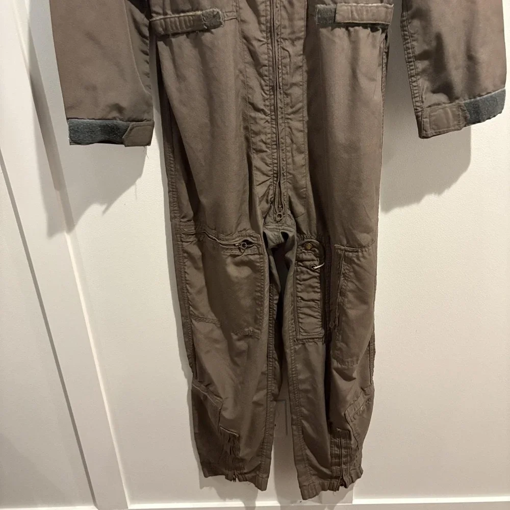 Vtg 60s US Military Flight Suit Olive Green Coveralls Scovill‎ Zip Small